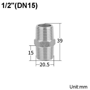 LUXELU 304 Stainless Steel Pipe Fitting Connector 1/8 1/4 3/8 1/2 3/4 1" Hexagonal Pipe Coupler Durable Male Thread Hex