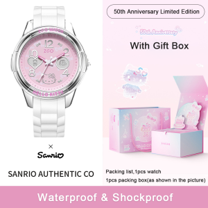 (With Box/41.5mm)100% Authentic Sanrio Hello Kitty Watch for Kids Girls Boys Quartz Watch Waterproof Silicone Soft Strap 50th Anniversary Limited Edition Shockproof Birthday Gift Christmas Gifts 2302 2198 手表女生防水