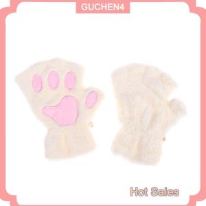 GUCHEN4🎀 Dễ thương Cat Paw Fluffy Claw ngón găng tay ấm áp mềm sang trọng ngón Panda Găng tay nửa ngón tay Phụ nữ mùa đông mặc quà tặng giáng sinh