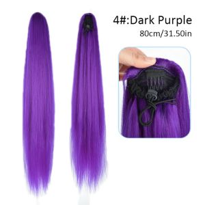 5210BIYU Synthetic Braided Kpop Demon Hunters Wig DlY Hairstyles With Clips Rumi Cosplay Wig Fashion Anime Style Purple Hair Ponytail Gift