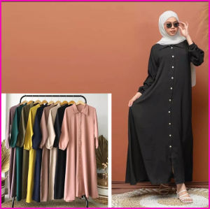 Gamis Wanita Terbaru Polos Full Kancing Depan Gamis Busui NINDIA