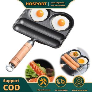 【HOSPORT】4-Cup Cast Iron Sausage and Omelette Pan Nonstick Egg Frying Pan Pancake Pan for Breakfast Cooking