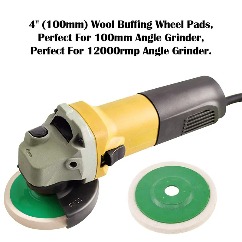 Wool Buffing Wheel Pads 6-Pack - 4.5 Inch Polishing Discs For Angle Grinder