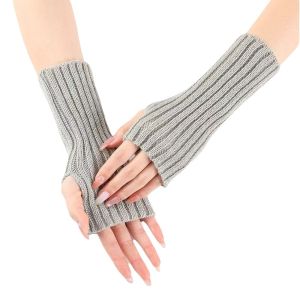 ARTMU Half Finger Knitted Gloves Windproof Solid Color Fingerless Gloves Soft Korean Style Crochet Mittens Girls
