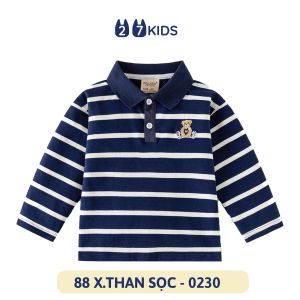 Áo polo bé trai WELLKIDS tay dài sọc ngang thu đông cổ bẻ lịch sự cho bé từ 2-8 tuổi BLPO1