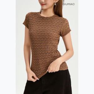 [MUA 2 GIẢM 70K] Áo Thun Ren Nữ GUMAC Áo Kiểu Công Sở Tay Ngắn Cổ Tròn Ôm Nhẹ Co Giãn Thiết Kế Sang Trọng Thanh Lịch LATF0918