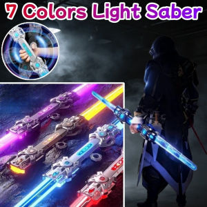 7-color Light Saber 2-side Retractable Light Sword with Sound Light USB Charging Toys for Boys