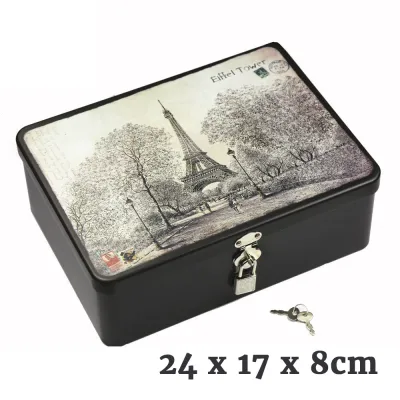 🌈 Tin Metal Storage Box Metal Piggy Bank Money Coin Bank with Lock Gifts for Boys Girls Birthday Home Decor Keepsake