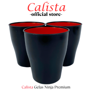 [ CALISTA ] GELAS PLASTIK RAMEN HITAM PREMIUM SOUVENIR 3PCS FOOD GRADE