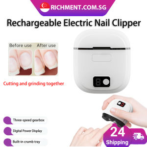 【✅SG Brand🔥】RICHMENT Ultra-quiet electric nail clippers with light for adults Automatic nail trimmer with digital display Three-speed control for Baby Children Kids Adult Seniors and Caregivers best gift for Xmaxs family and friend