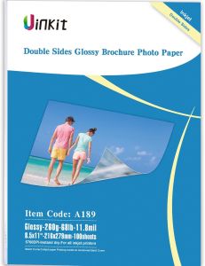 Uinkit Thick Photo Paper Glossy Double Sided 100 Sheets 8.5x11 Heavyweight 68lb 260gsm Inkjet Both Sides Printable 11.8mil A4 Letter size Flyer Bulk Pack 8.5 x 11 Card paper postcard postal A189