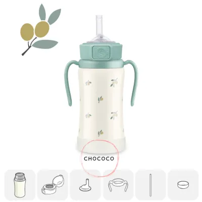 [Korea]🇰🇷 AUTHENTIC Grosmimi Stainless Steel Straw bottle thermos insulated Feeding Water bottle cold storage Spill Proof no Spill Magic Sippy Handle cup for Baby and Toddlers