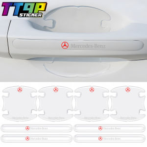 4PCS 3D Transparent Door Bowl Handle Anti Collision Scratch Strip Decal Car Accessories for Mercedes Benz A Class GLC C63 AMG A200 C200 E200 GLC200