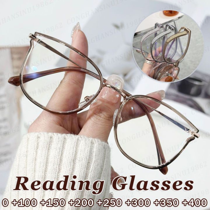 Glitter Shiny Frame Reading Glasses For Women Men Fashion Cat Eye Frame  Anti Blue Light Presbyopia Glasses For Farishgted With Grade +100 To +400 
