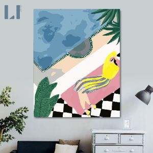 Tranh sơn dầu số hoá tự tô căng sẵn khung - Tranh tô màu theo số trừu tượng kì nghỉ mùa hè