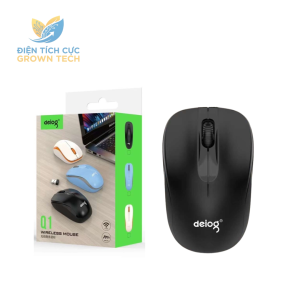 Chuột máy tính không dây DEIOG Q1 màu đen kết nối USB di chuyển chính xác pin lâu dùng cho laptop PC tiện lợi