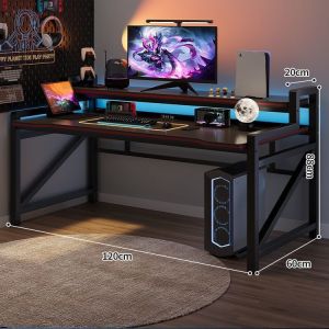 TAGR โต๊ะเกม โต๊ะคอมพิวเตอร์ โต๊ะ สองชั้น 120*60*88ซม แผงคาร์บอนไฟเบอร์ โครงเหล็กแข็งแรงทนทาน