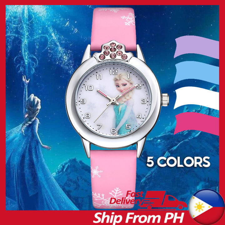Watch For Kids Girls Frozen Elsa Anna Watch For Baby Girl Waterproof Blue  Pink Lazada PH