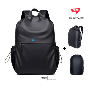 NEW FREE Raincover NAURIL ZENIX Tas Ransel laptop Andrew Pria & Wanita Backpack Sekolah Kuliah Kerja Import Quality Hitam