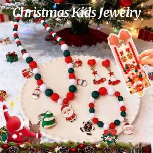 5pcs Jewelry Set Christmas Design Necklace Pendant Party Gifts Fashion Creative Xmas Gift for Kids Girls