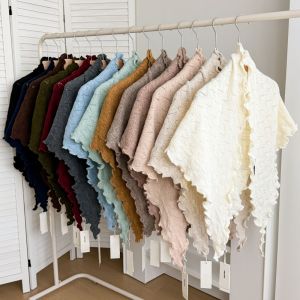 LUSIT Màu trơn Khăn choàng cổ nữ Vải dệt  Mềm mại Khăn rằn len Thanh lịch Sợi pha len Khăn choàng dệt  Mùa Thu Đông