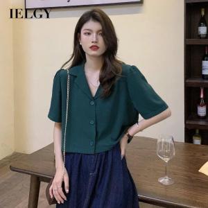 IELGY Áo Sơ Mi Ngắn Phong Cách Phương Tây Phù Hợp Với Tất Cả Các Phong Cách Thích Hợp Khí Chất Voan Cho Nữ