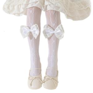 Lovely Inspired Tights Comfortable Breathable Mesh Designs with Bowknot Accents High Elastic Mesh Leggings for Girls