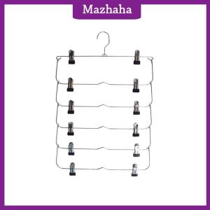 Mazhaha 6-Tier Skirt Pants Shorts Hangers Space Saving No Slip Storage Metal Skirt Rack