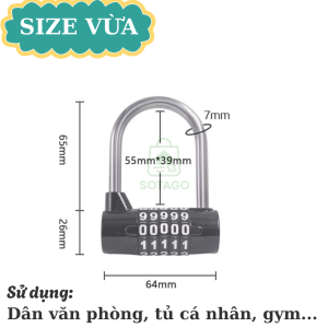 Ổ khóa mật khẩu 5 số (Phi 7mm) đổi được mật mã. Ổ khóa số đổi mật khẩu. Có 3 Size khác nhau chất liệu thép