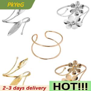 PkYeG Bohemian Butterfly Leaf Charm Upper Bracelet Arm Chain Metal Hollow Out Geometric Pattern Retro Arm Cuff Bangle Body Bracelets