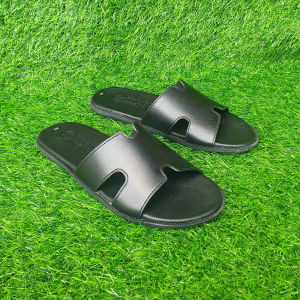 Dép nam da quai ngang chữ H Trường Hải màu nâu da bò thật DN140N