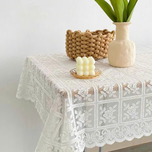 Khăn Trải Bàn ST GROUP phong cách ren hoa châu Âu decor chống bụi nhiều kích cỡ cho bàn chữ nhật bàn tròn bàn vuông