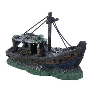 PETPARADIS Ornament Resin Aquarium Decoration Shipwreck Decoration Wreck Fish Rest Fish Tank Landscape Submarine Ornaments Sunken Ship Landscaping Accessories