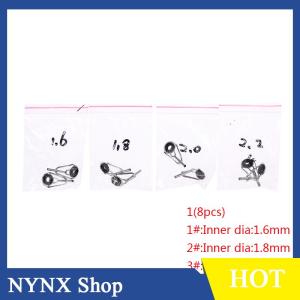 [NYNX] 8pcs Stainless Steel Fishing Rod Tip Ring Eye Guide with Ring Repair Kit 3 Styles for Enthusiast Outdoor Fishing Supplies