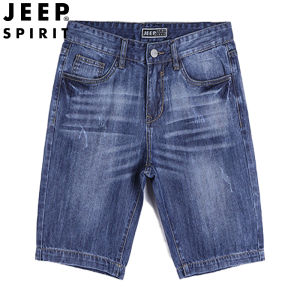 JEEP SPIRIT Mens Denim Shorts Summer Thin Section Loose New Oversized Casual Five-point Pants Mens Middle Pants