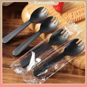 【COD- 24-hour Delivery 】11.5*3cm 100pcs clear disposable fork spoon for Dessert Spoon Cake Fork Utensils individually wrapp