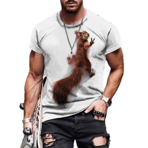 Animal World Mens Summer T Shirt 3D Digitally Printed Round Neck Breathable Short Sleeve Top