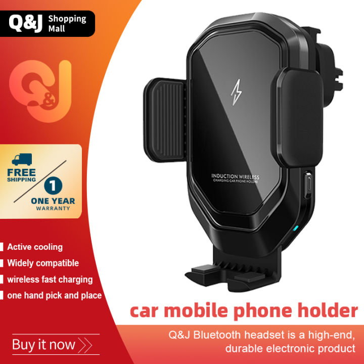 Local Stock Qj Wireless Car Charger 15w Qi Fast Charge Auto Clamp Car