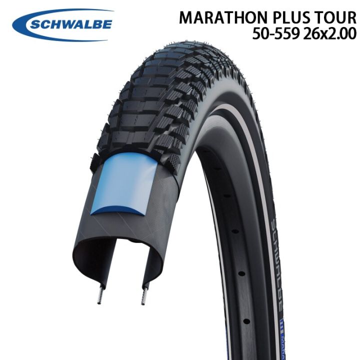 ready】SCHWALBE MARATHON PLUS TOUR Black Reflex Wired Bicycle Tire