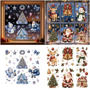 MODERNLUX Electrostatic Merry Christmas Window Stickers Multicolor Window Cling Window Decals Funny Waterproof Christmas Electrostatic Stickers Christmas Decor