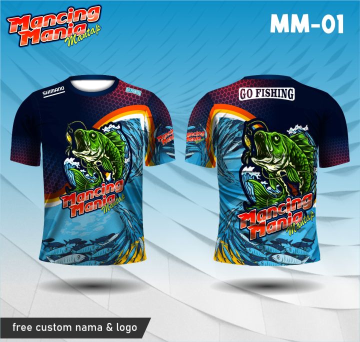 Kaos jersey mancing mania baju mancing go fishing lengan pendek MM 01