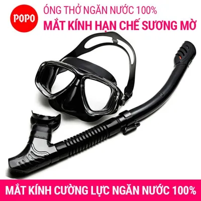 Bộ kính lặn ống thở mắt kính cường lực chính hãng POPO mặt nạ lặn ống thở lặn ngăn nước tuyệt đối kiếng lặn biển hạn chế sương mờ