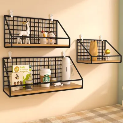 MH Simple Wall Mounted Shelves Wall Decoration Multifunction Storage Shelf Without Drilling Decoration Shelf Organizer