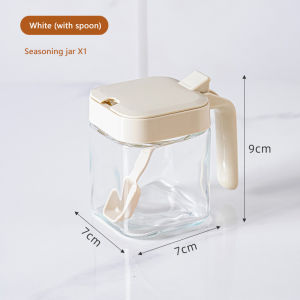 1Set Wide Open Seasoning Container With Spoon Kitchen Salt Storage Bottle Sealed Moisture-proof