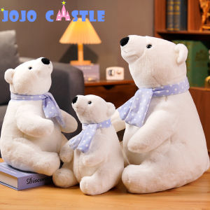 JOJO CASTLE Cute Polar Bear Plush Toy Soft Plushies Stuffed Animal Scarf Polar Bear Doll Room Decoration Kids Birthday Gift Kids Toys 北极熊