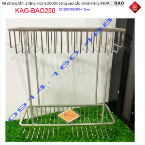 Kệ phòng tắm Inox Bảo KAG-BAO250 kệ 2 tầng 35x40 cm SUS304 dập khuôn cao cấp sang trọng tinh tế đến từng chi tiết