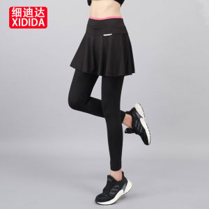 2025 กางเกงกีฬาผู้หญิงปลอมสองชิ้นกางเกงกีฬาแบดมินตันฤดูร้อนและฤดูใบไม้ร่วงแห้งเร็วฟิตเนสโยคะรัดรูปกางเกงเก้าส่วน