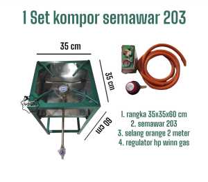 Set Kompor Gas Portable Semawar 203 - Tahan Karat dengan Kombinasi Kompartemen - Hijau Tua
