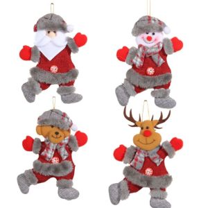 KODUS 4pcs Santa Claus Christmas Pendant Snowman Elk Christmas Tree Decoration Cute Doll Christmas Tree Ornaments Merry Christmas