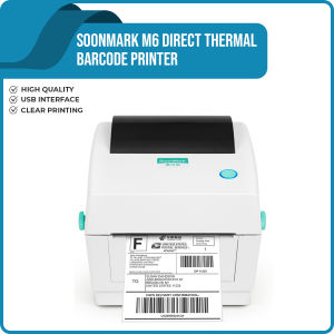 SOONMARK M6 Direct Thermal Barcode Printer with A6 SIZE LABEL STICKER
